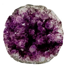 Amethyst Purple Violet Geode Slice Large 18  Premium Flano Round Cushions by genx