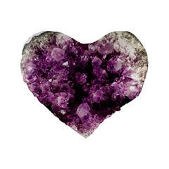 Amethyst Purple Violet Geode Slice Standard 16  Premium Flano Heart Shape Cushions by genx