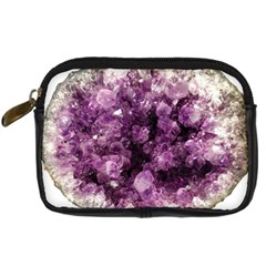 Amethyst Purple Violet Geode Slice Digital Camera Leather Case by genx