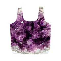 Amethyst Purple Violet Geode Slice Full Print Recycle Bag (m) by genx