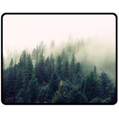 Foggy Tree Tops Double Sided Fleece Blanket (medium)  by WensdaiAmbrose