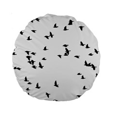 My Flock - Black & White Standard 15  Premium Round Cushions by WensdaiAmbrose