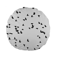 My Flock - Black & White Standard 15  Premium Flano Round Cushions by WensdaiAmbrose