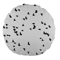 My Flock - Black & White Large 18  Premium Flano Round Cushions by WensdaiAmbrose