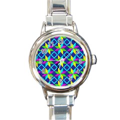 Pattern Star Abstract Background Round Italian Charm Watch by Pakrebo