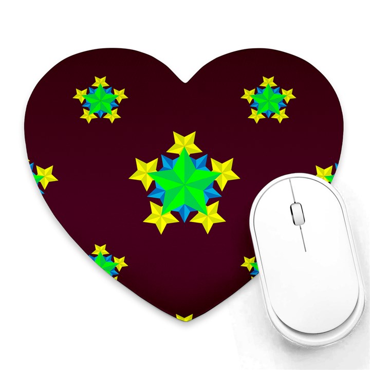 Pattern Star Vector Multi Color Heart Mousepads