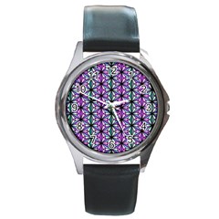 Geometric Patterns Triangle Seamless Round Metal Watch by Pakrebo