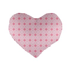 Traditional Patterns Pink Octagon Standard 16  Premium Flano Heart Shape Cushions by Pakrebo