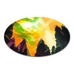 Forest Trees Nature Wood Green Oval Magnet by Pakrebo