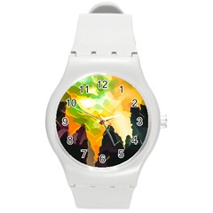 Forest Trees Nature Wood Green Round Plastic Sport Watch (m) by Pakrebo