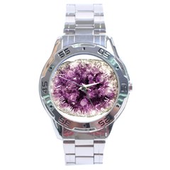 Amethyst Purple Violet Geode Slice Stainless Steel Analogue Watch by genx