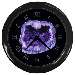 Amethyst Dark Purple Violet Geode Slice Wall Clock (black) by genx