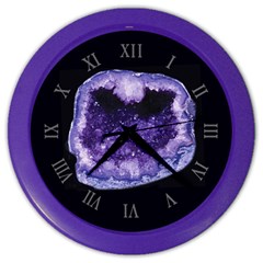 Amethyst Dark Purple Violet Geode Slice Color Wall Clock by genx