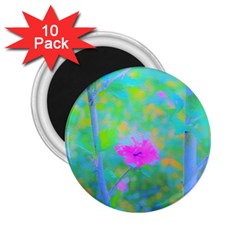 Pink Rose Of Sharon Impressionistic Blue Landscape Garden 2 25  Magnets (10 Pack)  by myrubiogarden