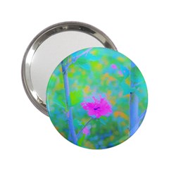 Pink Rose Of Sharon Impressionistic Blue Landscape Garden 2 25  Handbag Mirrors by myrubiogarden