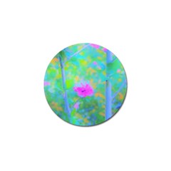 Pink Rose Of Sharon Impressionistic Blue Landscape Garden Golf Ball Marker by myrubiogarden