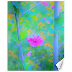 Pink Rose Of Sharon Impressionistic Blue Landscape Garden Canvas 16  X 20  by myrubiogarden