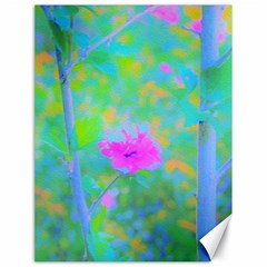 Pink Rose Of Sharon Impressionistic Blue Landscape Garden Canvas 18  X 24  by myrubiogarden