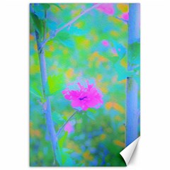 Pink Rose Of Sharon Impressionistic Blue Landscape Garden Canvas 20  X 30  by myrubiogarden