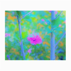 Pink Rose Of Sharon Impressionistic Blue Landscape Garden Small Glasses Cloth (2-side) by myrubiogarden