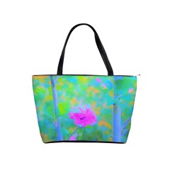 Pink Rose Of Sharon Impressionistic Blue Landscape Garden Classic Shoulder Handbag