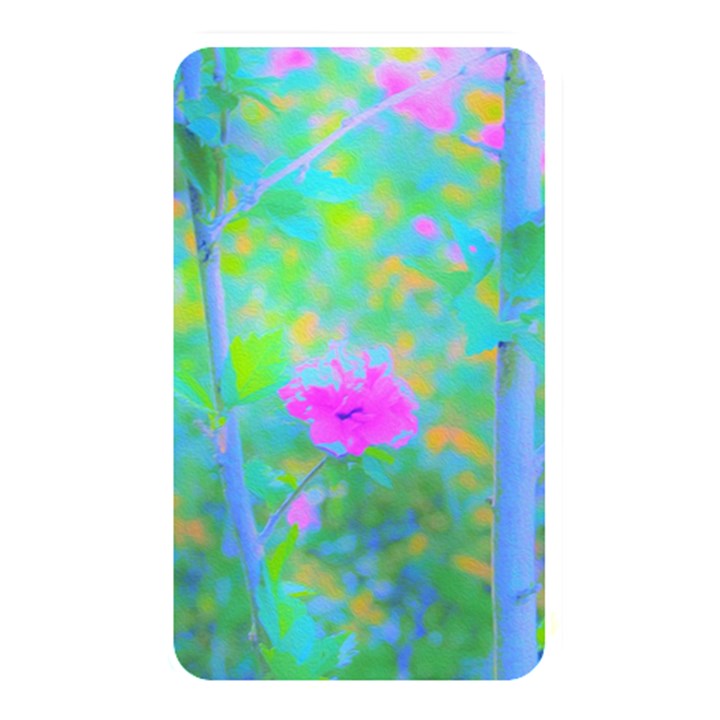 Pink Rose Of Sharon Impressionistic Blue Landscape Garden Memory Card Reader (Rectangular)