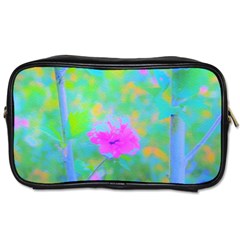 Pink Rose Of Sharon Impressionistic Blue Landscape Garden Toiletries Bag (two Sides) by myrubiogarden