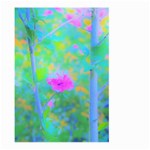 Pink Rose Of Sharon Impressionistic Blue Landscape Garden Large Garden Flag (Two Sides) Back