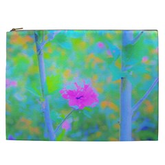 Pink Rose Of Sharon Impressionistic Blue Landscape Garden Cosmetic Bag (xxl) by myrubiogarden