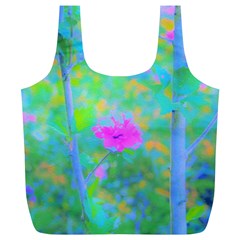 Pink Rose Of Sharon Impressionistic Blue Landscape Garden Full Print Recycle Bag (xl)