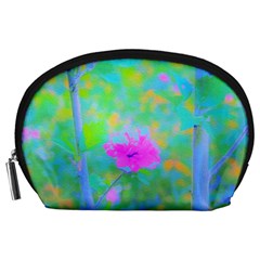 Pink Rose Of Sharon Impressionistic Blue Landscape Garden Accessory Pouch (large)