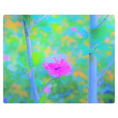 Pink Rose Of Sharon Impressionistic Blue Landscape Garden Double Sided Flano Blanket (medium)  by myrubiogarden