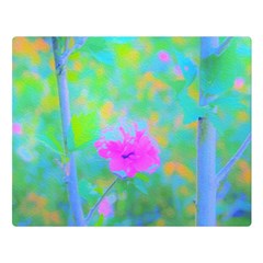 Pink Rose Of Sharon Impressionistic Blue Landscape Garden Double Sided Flano Blanket (large)  by myrubiogarden