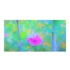 Pink Rose Of Sharon Impressionistic Blue Landscape Garden Satin Wrap by myrubiogarden