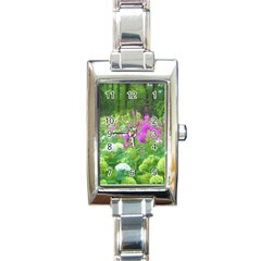 Annabella Hydrangeas And Purple Garden Landscape Rectangle Italian Charm Watch by myrubiogarden