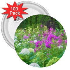 Annabella Hydrangeas And Purple Garden Landscape 3  Buttons (100 Pack)  by myrubiogarden