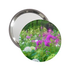 Annabella Hydrangeas And Purple Garden Landscape 2 25  Handbag Mirrors by myrubiogarden