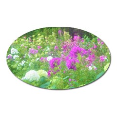 Annabella Hydrangeas And Purple Garden Landscape Oval Magnet by myrubiogarden