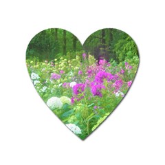 Annabella Hydrangeas And Purple Garden Landscape Heart Magnet by myrubiogarden