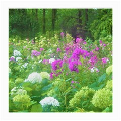 Annabella Hydrangeas And Purple Garden Landscape Medium Glasses Cloth (2-side) by myrubiogarden