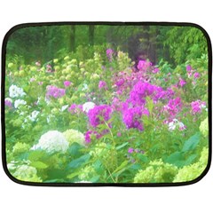 Annabella Hydrangeas And Purple Garden Landscape Double Sided Fleece Blanket (mini)  by myrubiogarden