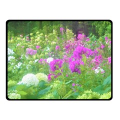 Annabella Hydrangeas And Purple Garden Landscape Fleece Blanket (small) by myrubiogarden