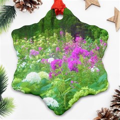 Annabella Hydrangeas And Purple Garden Landscape Snowflake Ornament (two Sides)