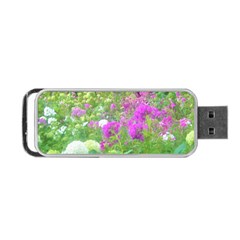 Annabella Hydrangeas And Purple Garden Landscape Portable Usb Flash (one Side) by myrubiogarden