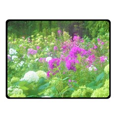 Annabella Hydrangeas And Purple Garden Landscape Double Sided Fleece Blanket (small)  by myrubiogarden