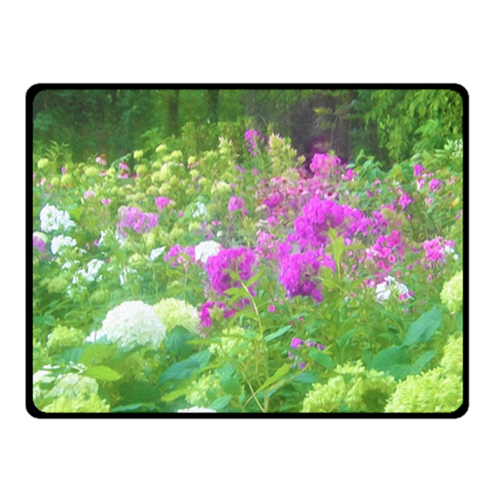 Annabella Hydrangeas And Purple Garden Landscape Double Sided Fleece Blanket (Small) 