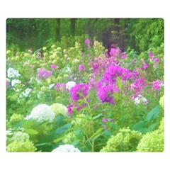 Annabella Hydrangeas And Purple Garden Landscape Double Sided Flano Blanket (small)  by myrubiogarden