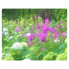 Annabella Hydrangeas And Purple Garden Landscape Double Sided Flano Blanket (medium)  by myrubiogarden