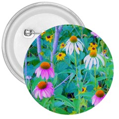 White And Purple Coneflowers And Yellow Rudbeckia 3  Buttons by myrubiogarden