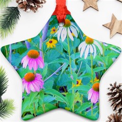 White And Purple Coneflowers And Yellow Rudbeckia Ornament (star)